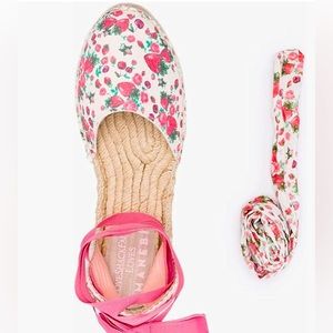 Loveshackfancy x Manebi Espadrilles Flats Strawberry Print, Berry Cherry Flats